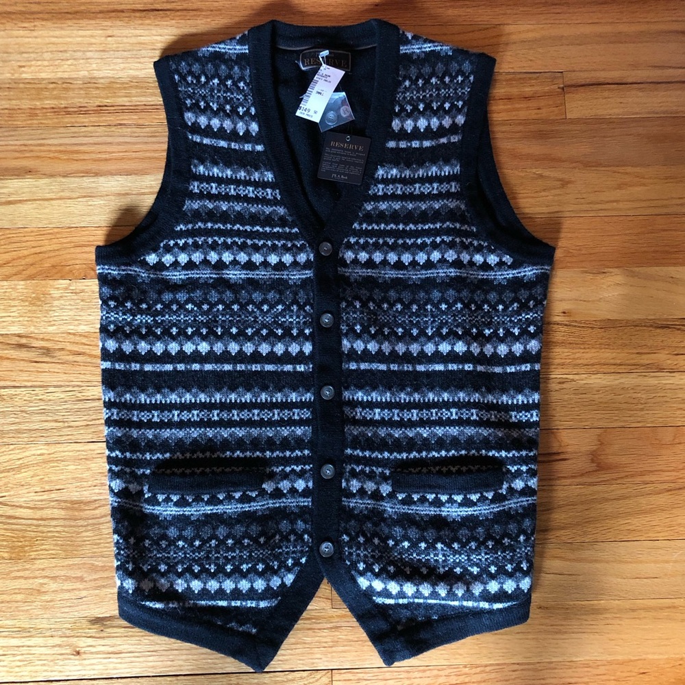 Jos. A. Bank Black & Gray Sweater Vest